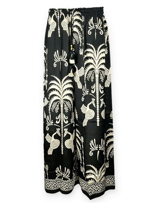 pantalone donna fantasia nero e bianco Pahiesa Formentera | PA2127150